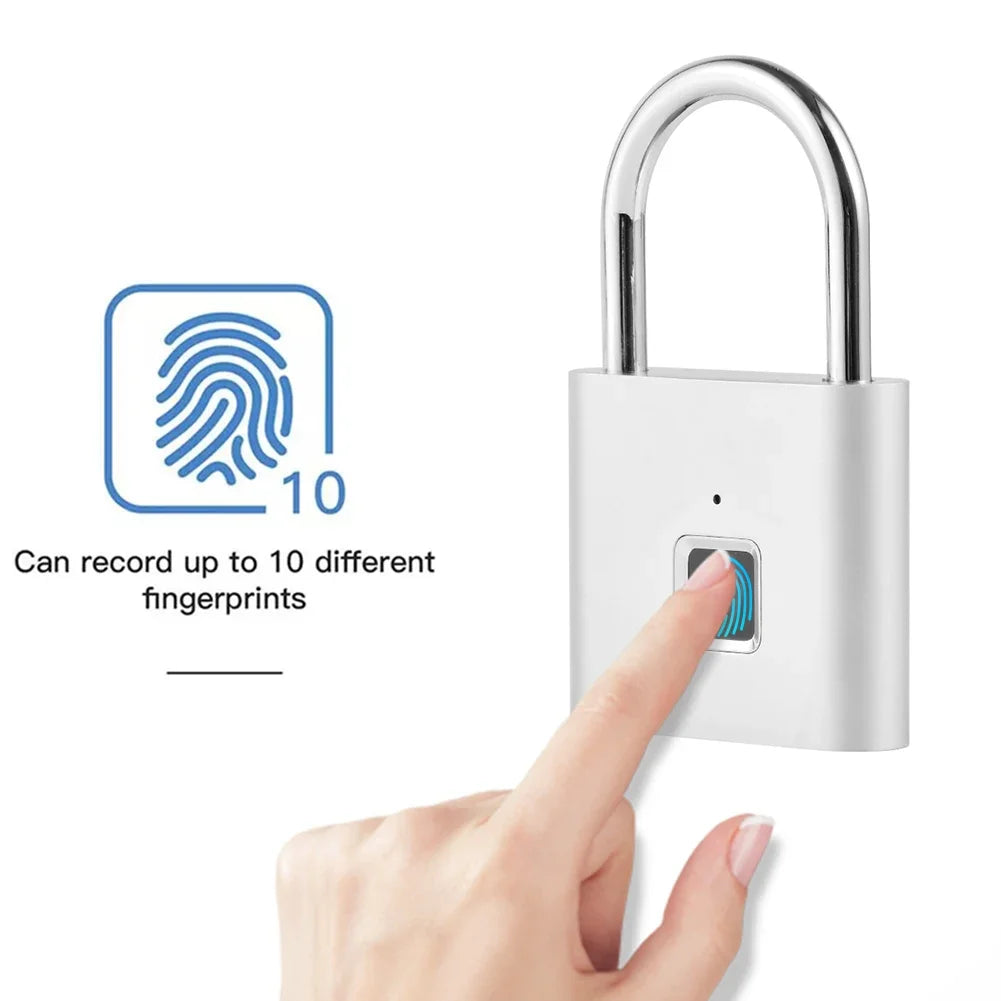 1PC Electronic Semiconductor Fingerprint Lock Smart Door Lock Rechargeable Security Padlock for Dormitory Home