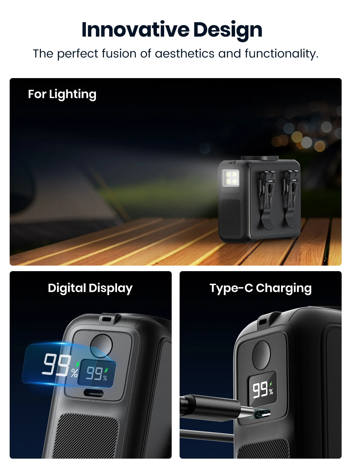 Warmco 20000mAh Portable Neck Waist Fan 72H Battery 4Speeds 15000RPM Clip On Wearable Belt Cooling Fan LED Flashlight Power Bank