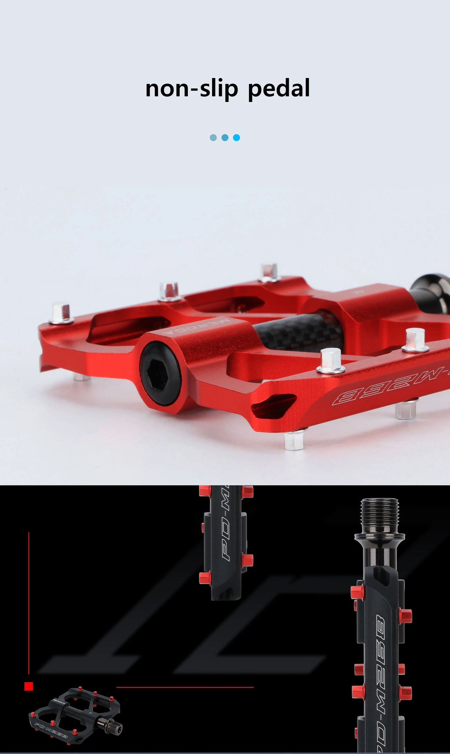 MEROCA Bicycle Pedal 3 Bearing Non-Slip Mtb Pedals Sealed Three Bearing Aluminum Alloy Mountain Bike Pedal Cycling Accessories