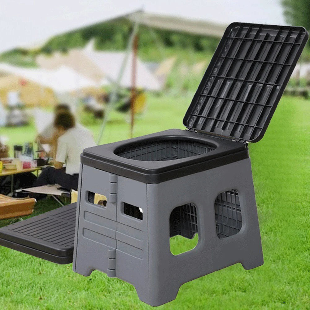 Portable Camping Toilet with Lid Foldable Outdoor Camp Toilet Multifunctional Folding Truck Toilet for Emergencies Car Outdoor