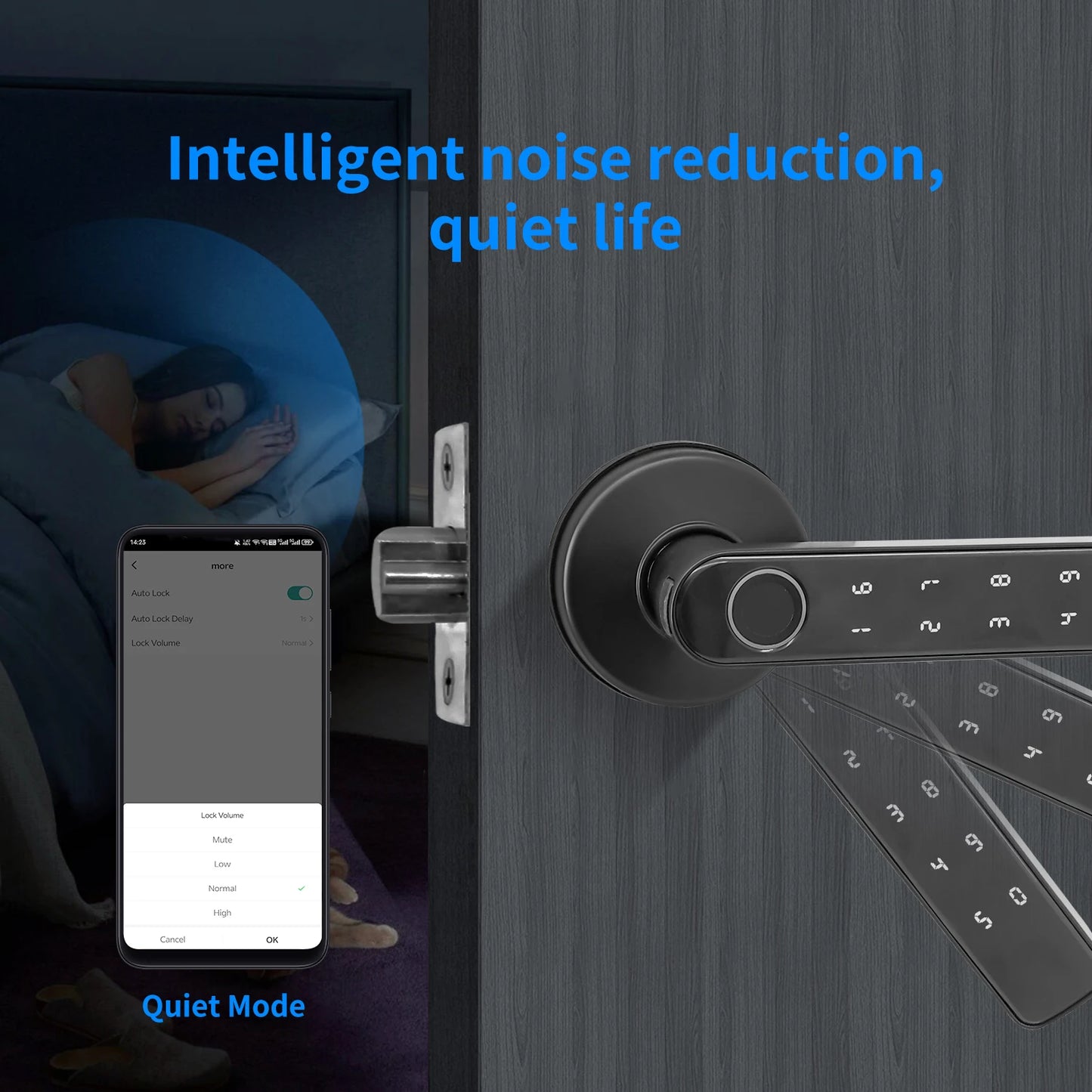 Tuya Smart Door Lock Fingerprint Password Key App 4-in-1 Unlock Electronic Digital Handle Lock Apartment Home