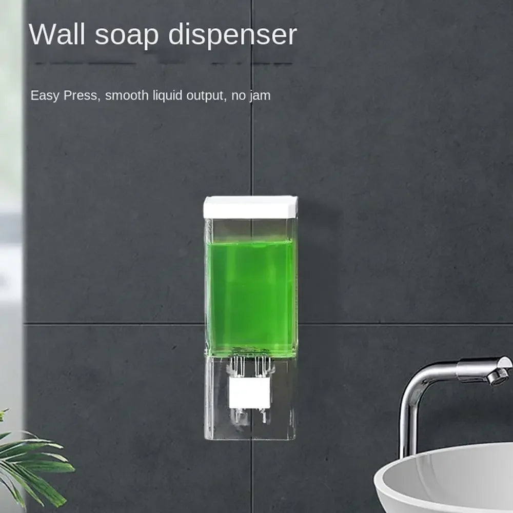 Non-punching Manual Press Soap Dispenser Bathroom Wall Hanging Traceless Paste Disinfectant Bottle Transparent Soap Dispenser