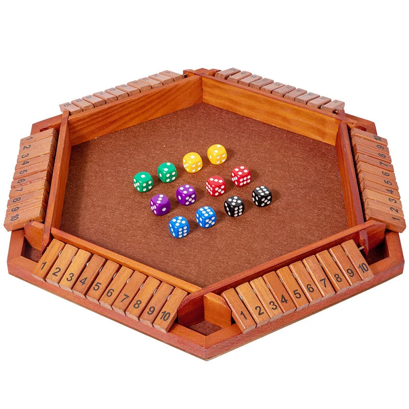Six Sided Flipping Game, Wooden Number Game, Shut The Box Dice Game - Parent-Child Board Game, Bar Party, Leisure Gambling Game
