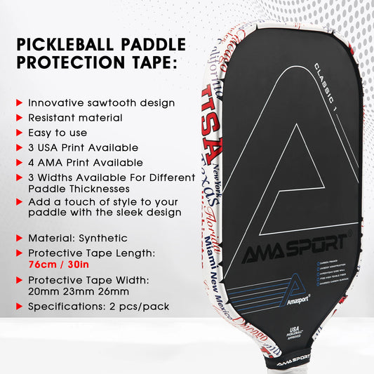 AMASPORT 2Pack Pickleball Paddle Edge Tape 20/23/26mm Paddle Head Edge Guard Racket Edge Protection Tape
