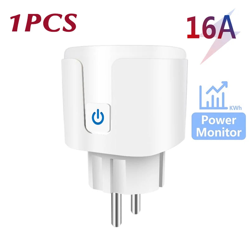 TUYA Smart Plug WiFi Socket EU 16A/20A With Power Monitor Timing Function Voice Control Works With Alexa Google Home