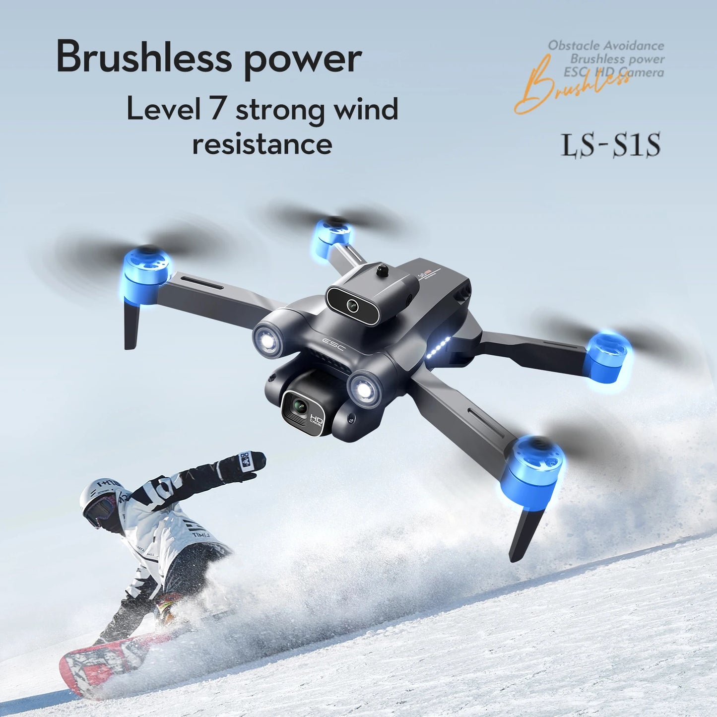 Popular S1S drone 8K high-definition dual camera brushless motor four axis foldable obstacle avoidance aircraft children's toy