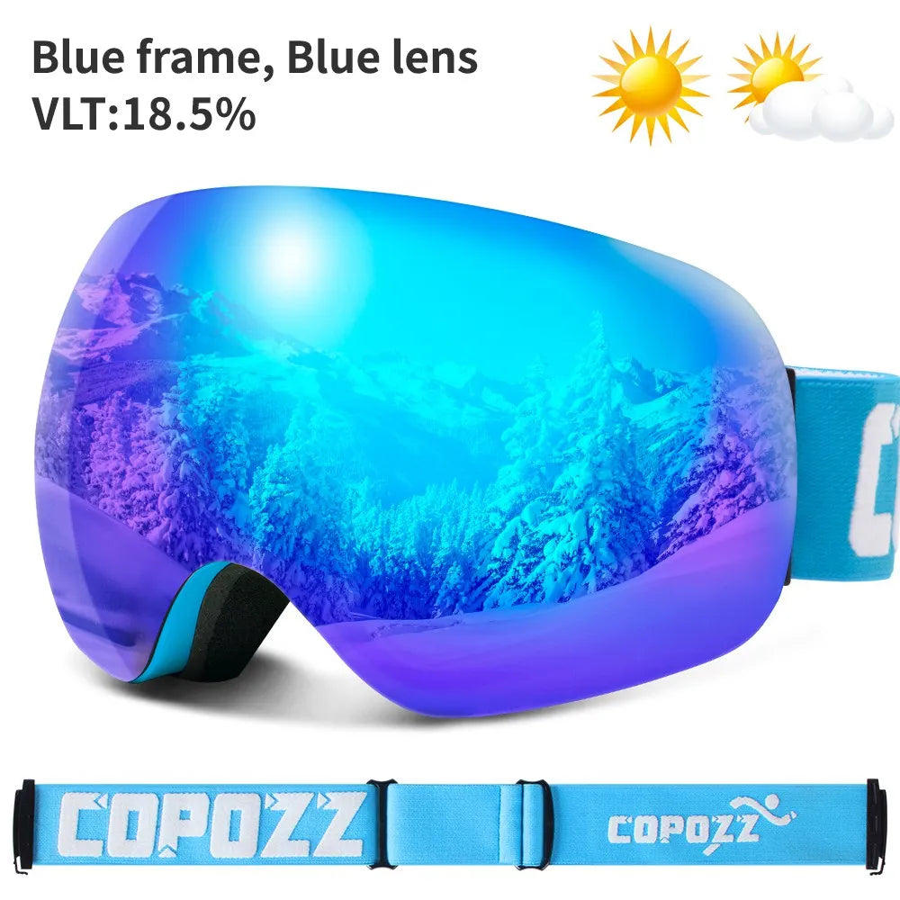 COPOZZ Outdoor Sports Ski Goggles UV400 Protection Ski Mask Male Female Anti-Fog Big Face Snow Glasses Snowboard Skiing Eyewear