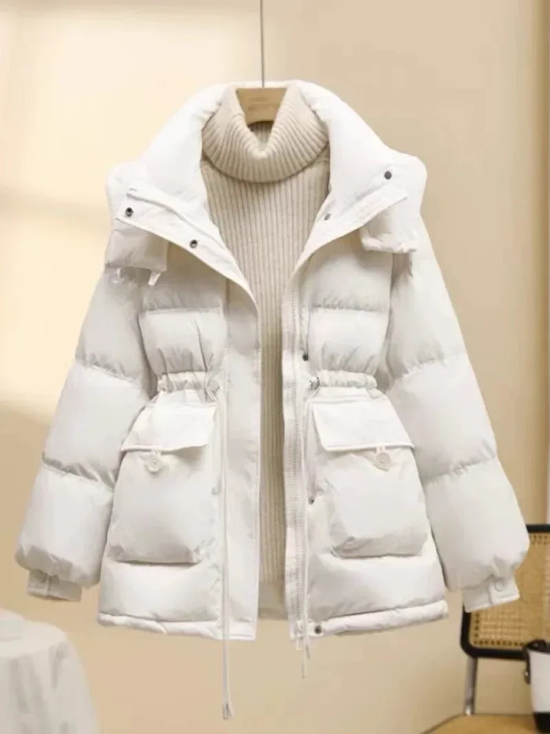 Puffer Jacket Women Warm Fashion Korean Mid-length Duck Down Coat Female 2024 New Winter White Duck Down Jacket Women
