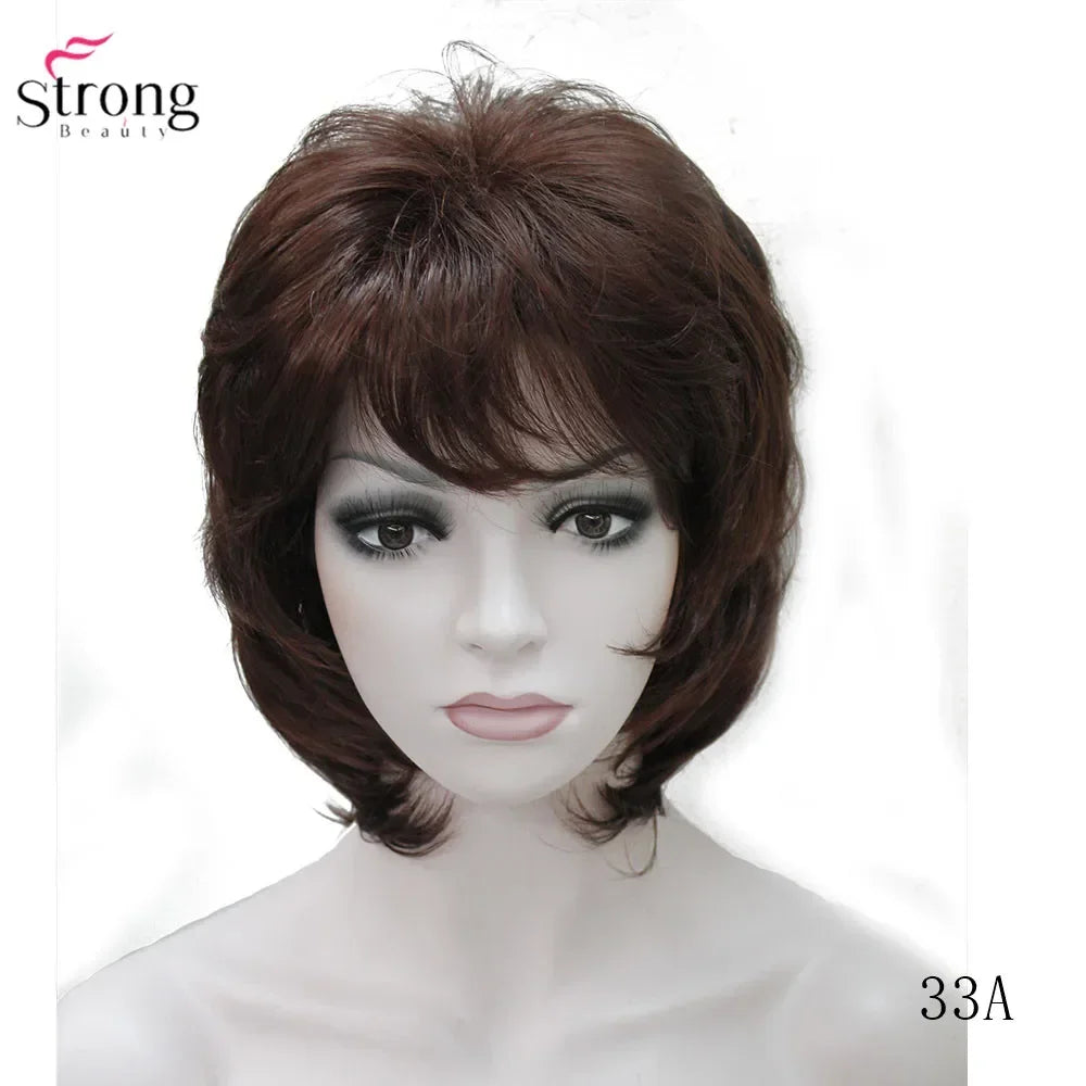 StrongBeauty Women Synthetic wig Short Hair Auburn/Blonde Natural wigs Capless Layered Hairstyles