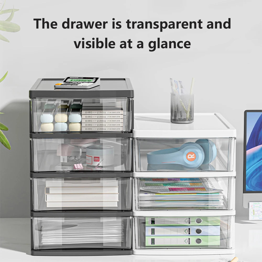 2-6Layers Medium Desktop Storage Box with Drawer Heightened Table Organizer Plastic Office storage cabinet  for home Stationery