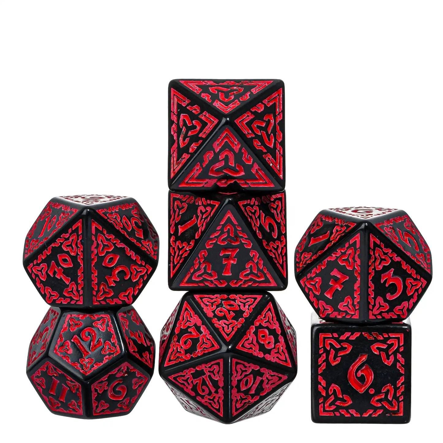 DND Celtic Knot Dice with Unique D4 7Pcs/Set New Pattern D4- D20 Polyhedral Dice for Role Playing Board Game D&D Tabletop Games