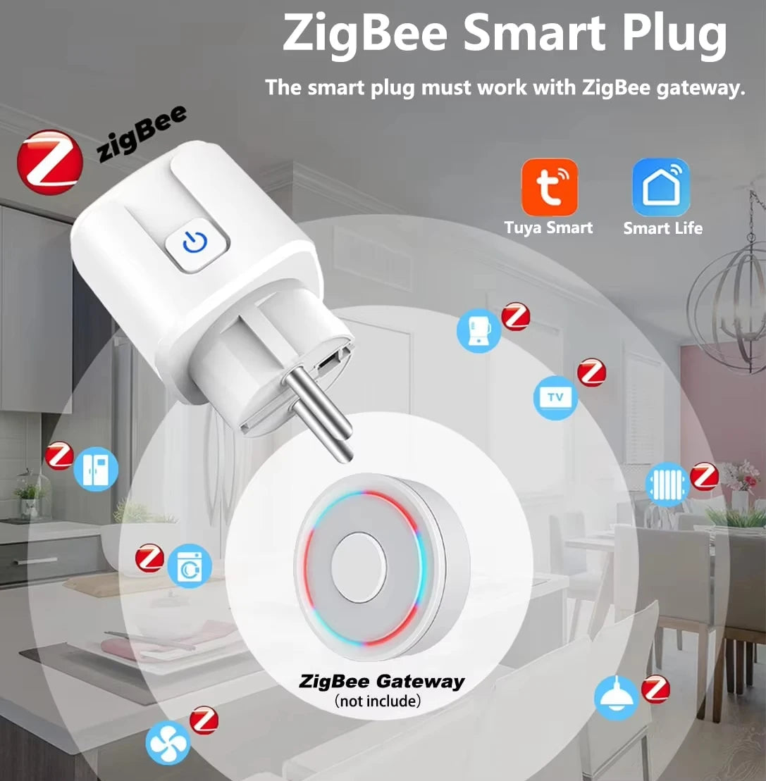 ZigBee 3.0 WiFi Smart Plug EU 16A/20A Power Monitor Socket Smart Life APP Remote Control Timer Voice Control Alexa Google Home