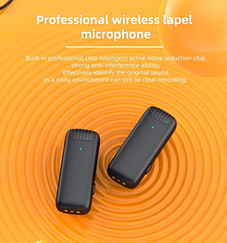 J13 Wireless Lavalier Microphone with Charger Case Portable Audio Video Receiver Mini Mic For iPhone Android Tablet Gaming Live