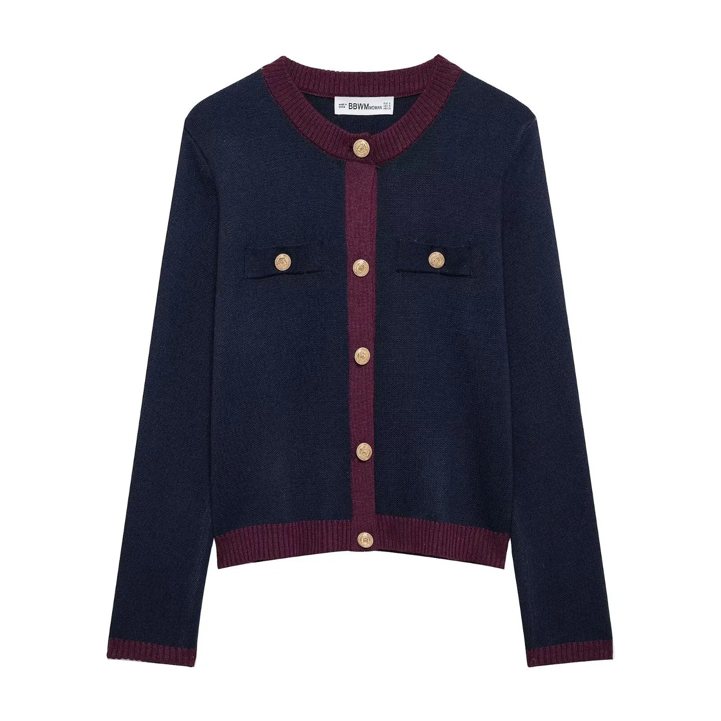 TRAFZA Autumn Fashion Women Sweater Coats Solid O-Neck Long Sleeves Pockets Buttons Single Breasted Female Casual Knitted Coat
