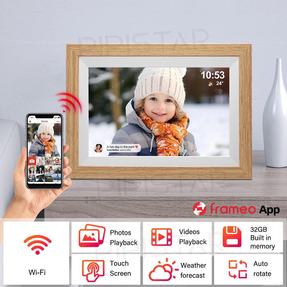 10.1-inch WiFi smart digital photo frame Frameo digital photo frame with high-definition IPS touch screen automatic rotationPicture FramesGoWisse.com