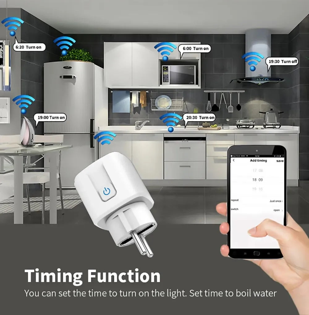 EWelink WiFi Smart Socket With Power Monitoring Smart Plug Timing Voice Control Work with Alexa Google Home Yandex Маруся