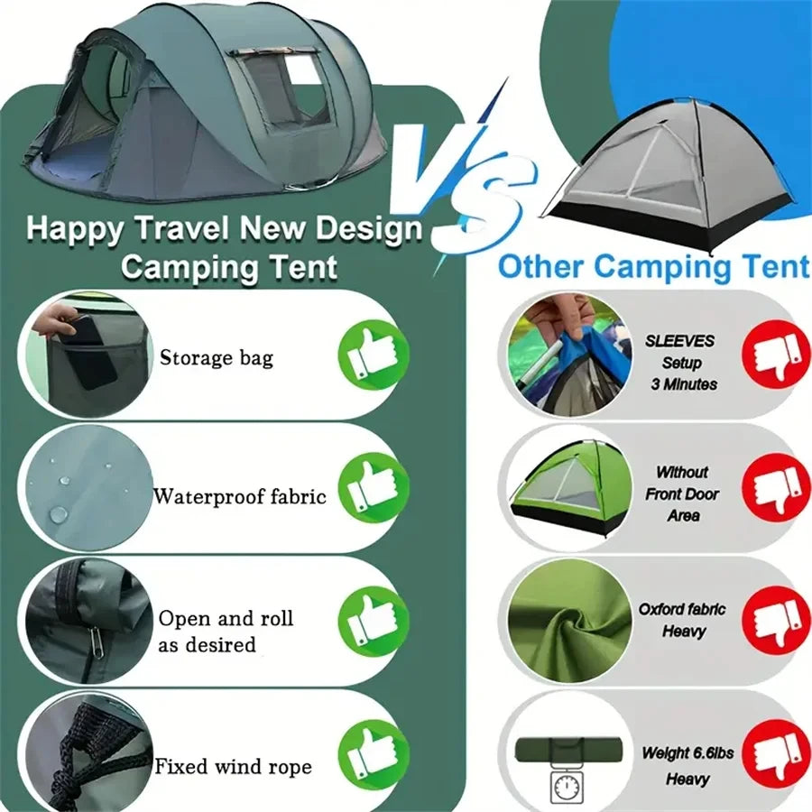 5-8 People Quickly Open Fully Automatic Pop-up Tent, Waterproof Camping Boat Tent, Portable Outdoor Tent For Travel