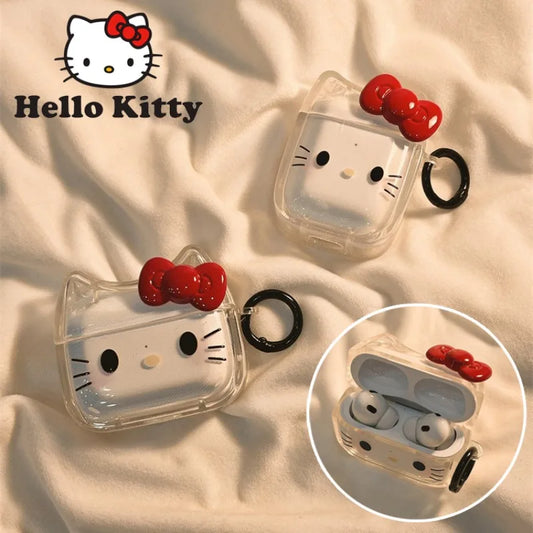 Sanrio Hello Kitty Earphone Case for AirPods 3 4 Pro Cartoon Transparent Soft Shell for AirPods 1 2 Headphone Protective Shell