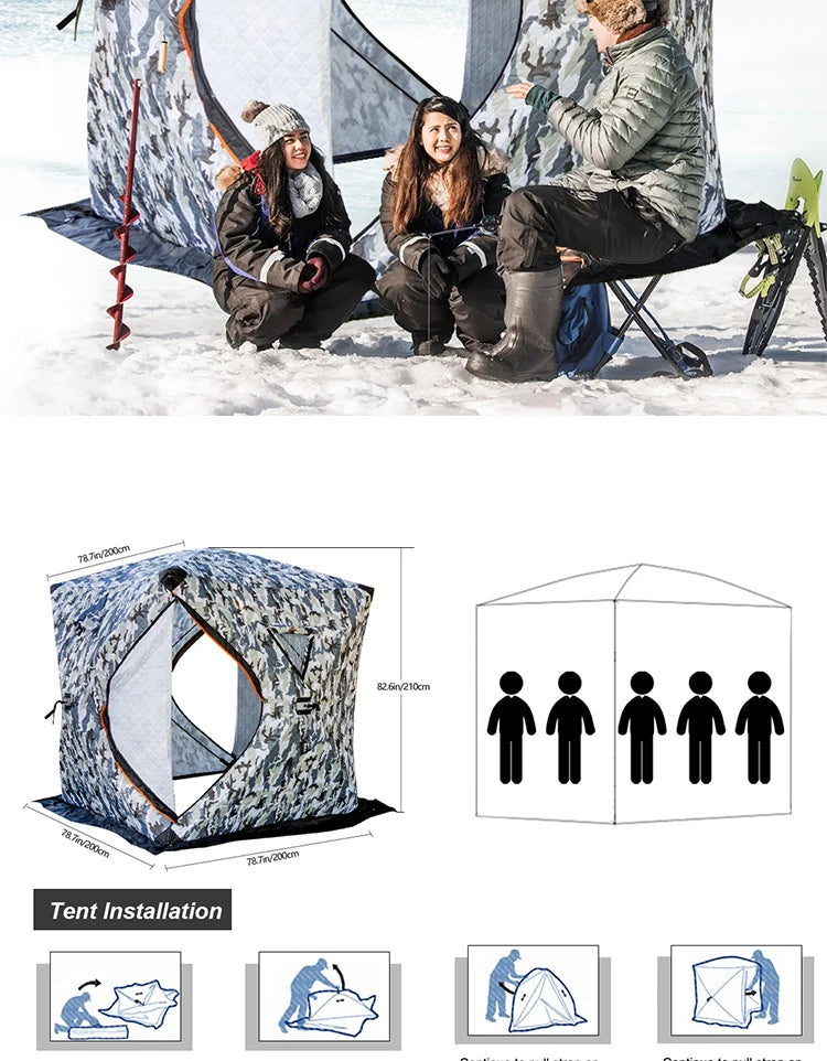Outdoor Ice Fishing Tent Equipment Winter Fishing Thickened Cotton Quick-Open Quilted Warm And Cold-Proof Four-Person House