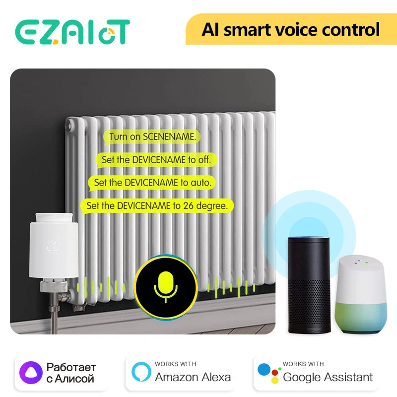 EZAIOT Tuya ZigBee Smart TRV Thermostatic Valve Thermostat Radiator Actuator Temperature Controller Voice Alexa Google Home Alic