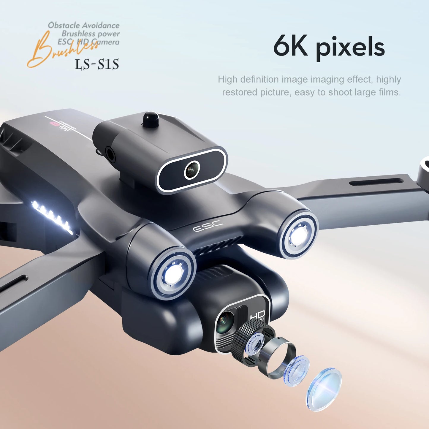 Popular S1S drone 8K high-definition dual camera brushless motor four axis foldable obstacle avoidance aircraft children's toy