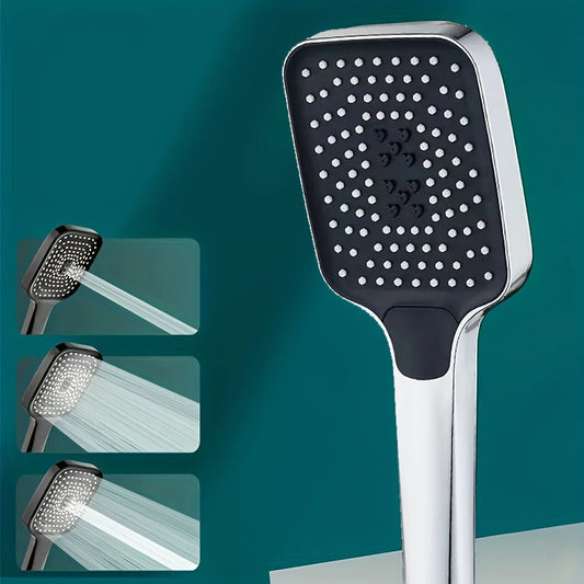 1pc Large Area Shower Spray Silvery Head with 3 Adjustable Modes,High-Quality High-Pressure Water-Saving Flow Shower Faucet