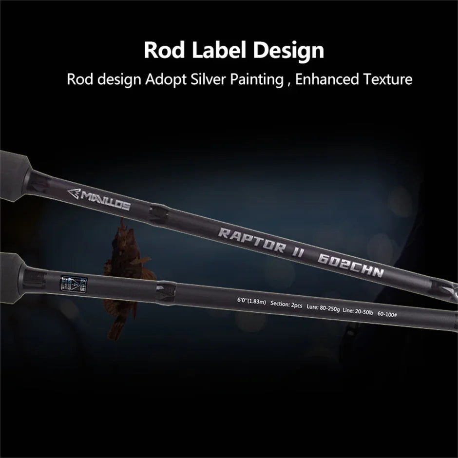 Mavllos RaptorII Carbon Tuna Fishing Jigging Rod, Lure 80-250g , Line 20-50LB Fast Saltwater Trout Fishing Spinning Casting Rod