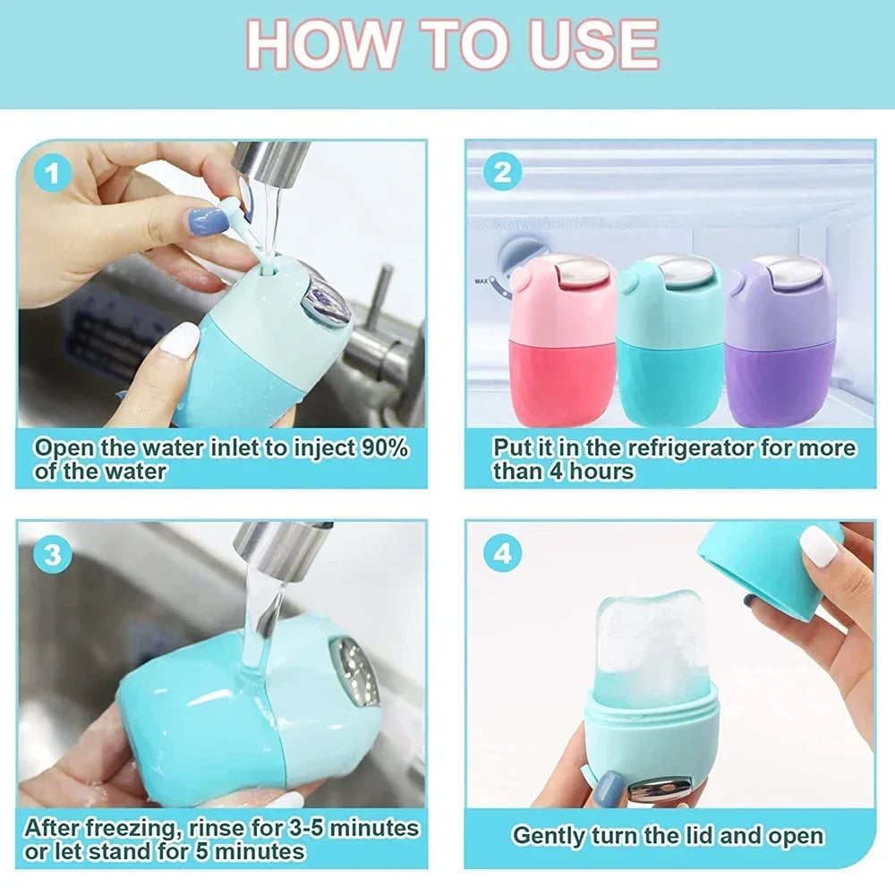 2In1 Silicone Ice Facial Roller Skin Care Beauty Lifting Contouring Tool GuaSha Roller Puffiness Skin Care Beauty Treatment Tool