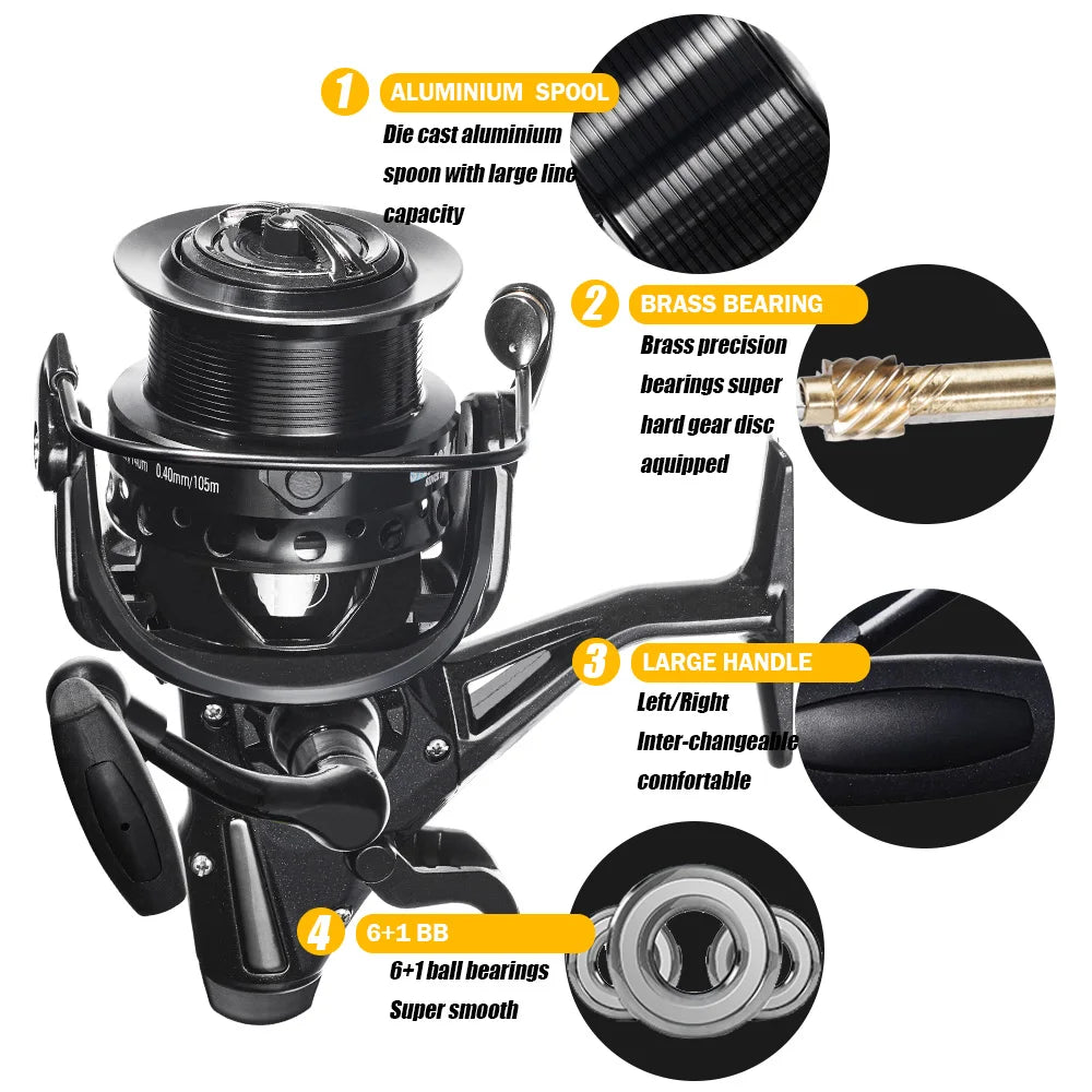 Carp Fishing Reel Spinning Strong Double Drag 12-15kg Molinete Carretilha De Pesca Olta Makaralar Sea Reels Accessories Mar