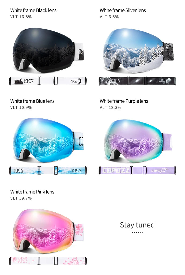COPOZZ Outdoor Sports Ski Goggles UV400 Protection Ski Mask Male Female Anti-Fog Big Face Snow Glasses Snowboard Skiing Eyewear