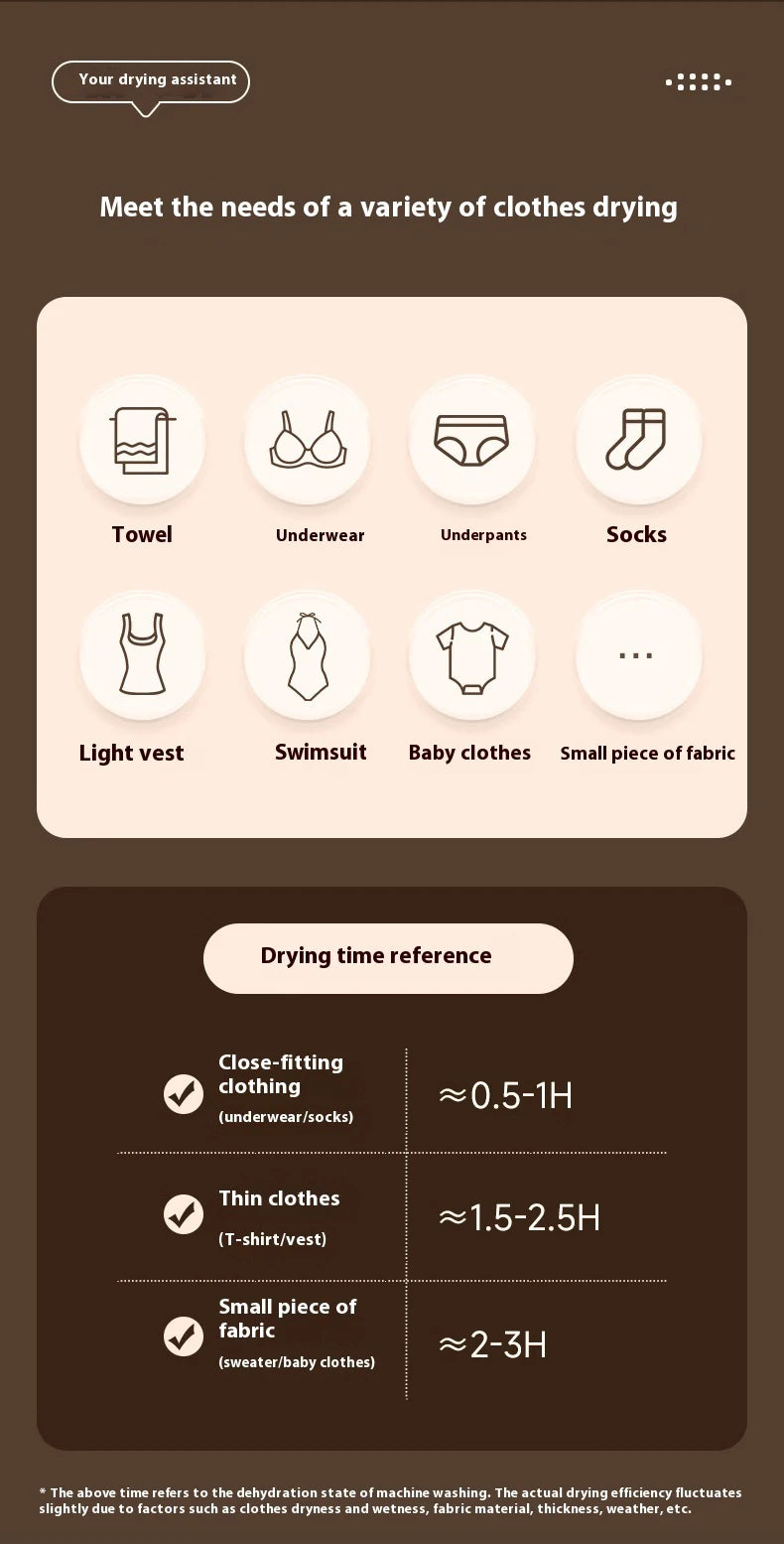 Portable Clothes Dryer Compact Electric Drying Machine for Home Foldable Clothes Dryer Convenient clothing drying in dormitories