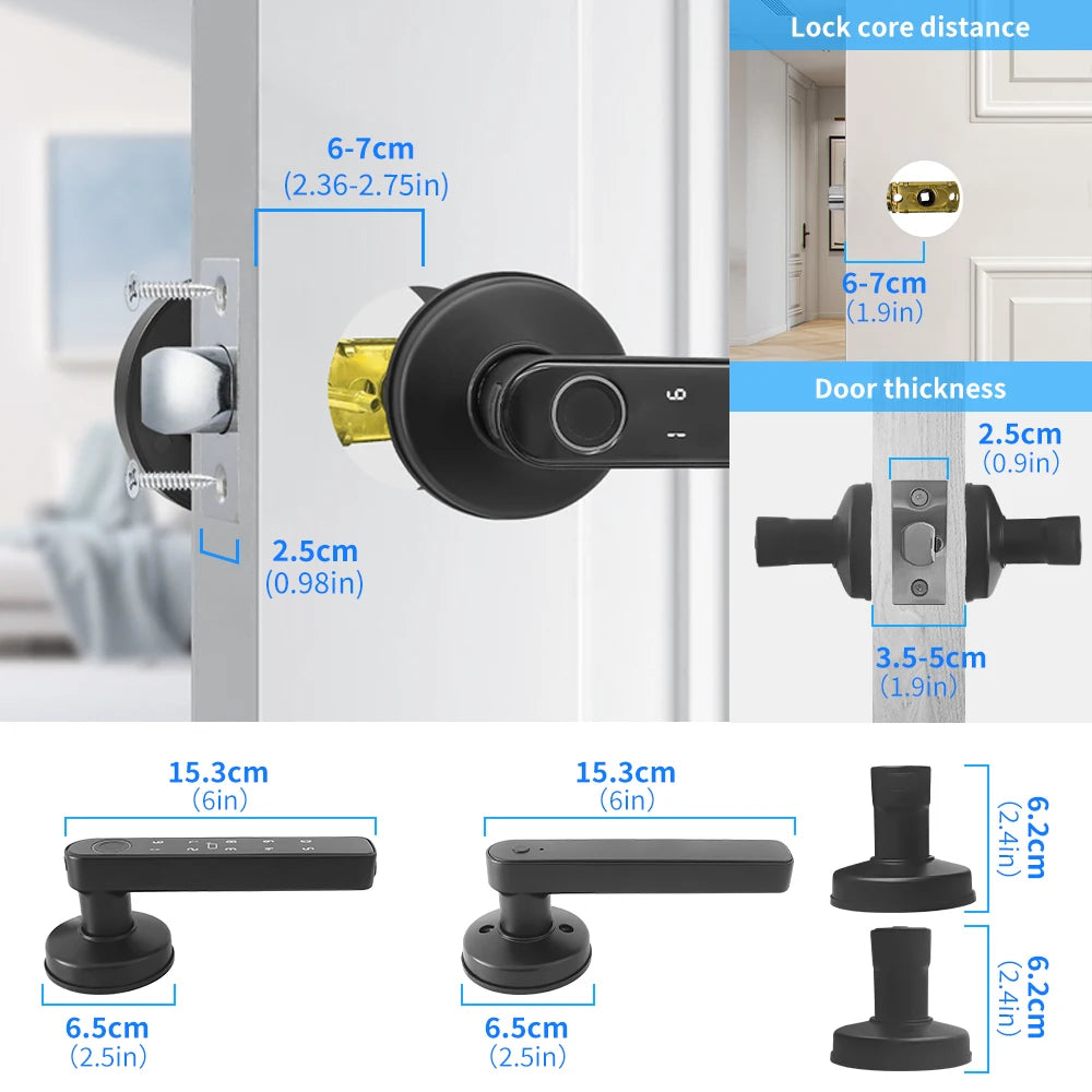 Tuya Smart Door Lock Fingerprint Password Key App 4-in-1 Unlock Electronic Digital Handle Lock Apartment Home