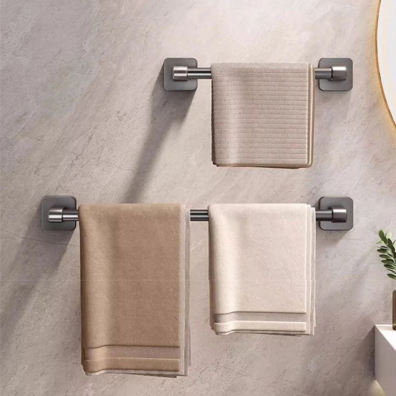 Wall Mounted Towel Holder Slipper Rack Bathroom Storage Rack Holder Without Drilling Bathroom Horizontal Bar Towel Rack
