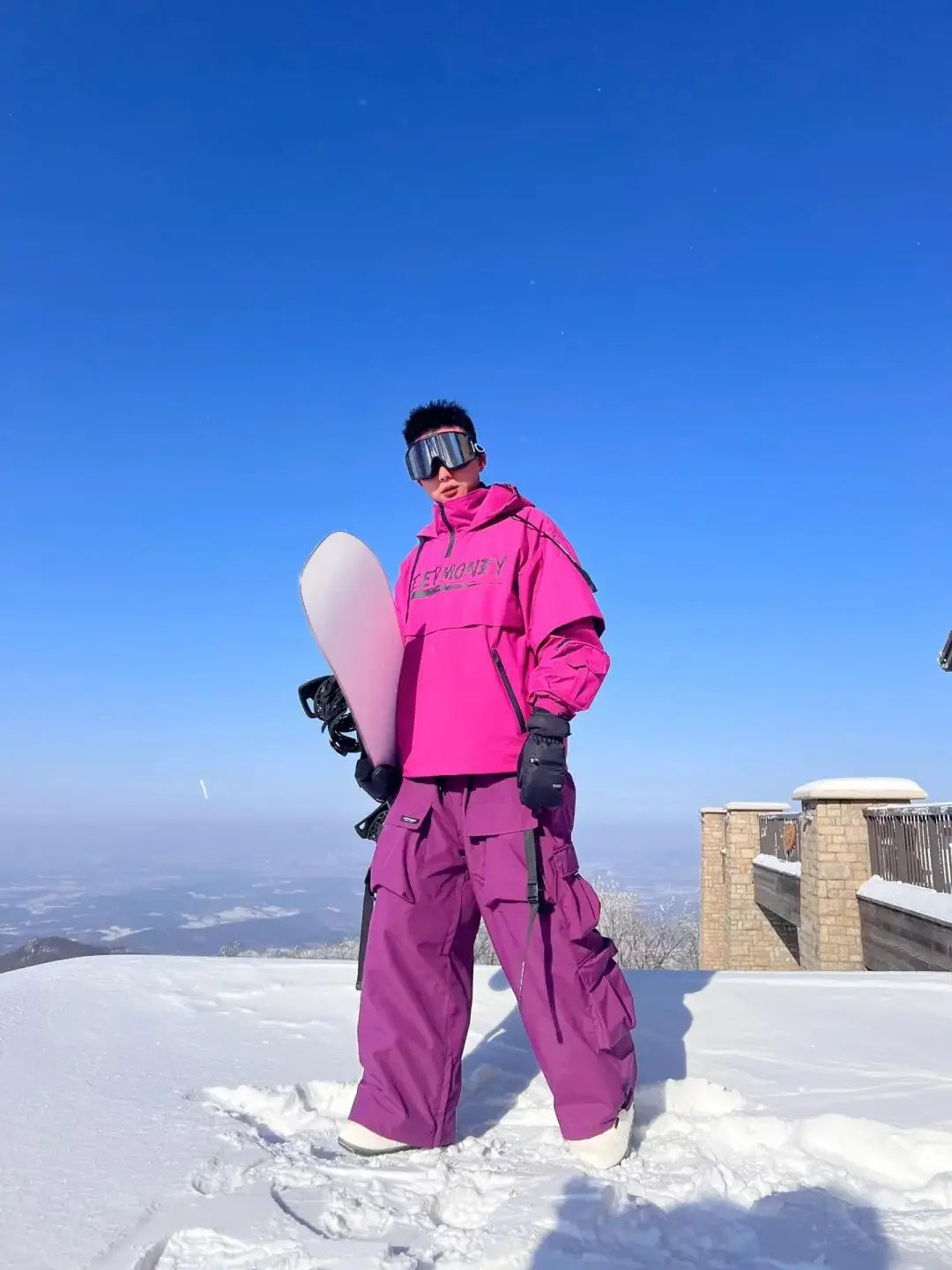 Warm Violet Ski Pants for Women and Men Thickened Skiing Trousers Waterproof American Heavy Industry Snowboarding Pants