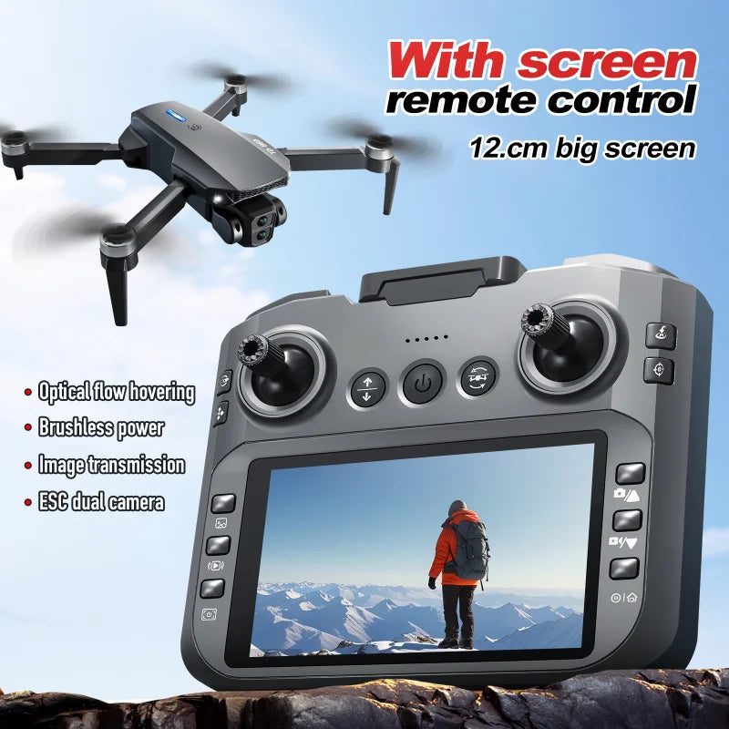 E88GT Drone 8K Professional HD 360° Dual Camera 12.5cm Screen Remote Control Brushless Motors Obstacle Avoidance Quadcopte 2025