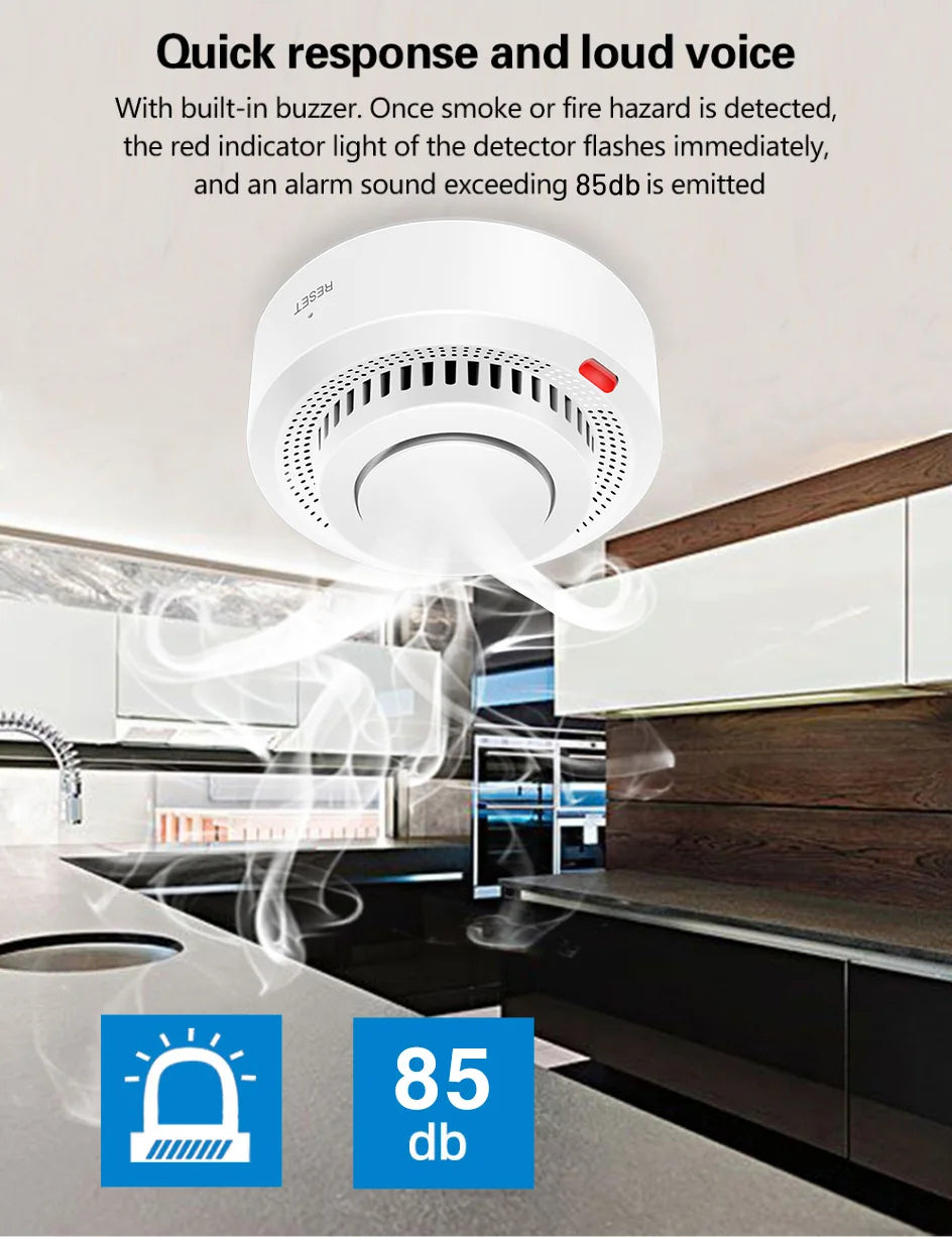 Tuya Smart WiFi Smoke Sensor Fire Protection Smoke Detector 85dB Sound Security System Firefighters Smartlife APP ControlSmoke DetectorsGoWisse.com