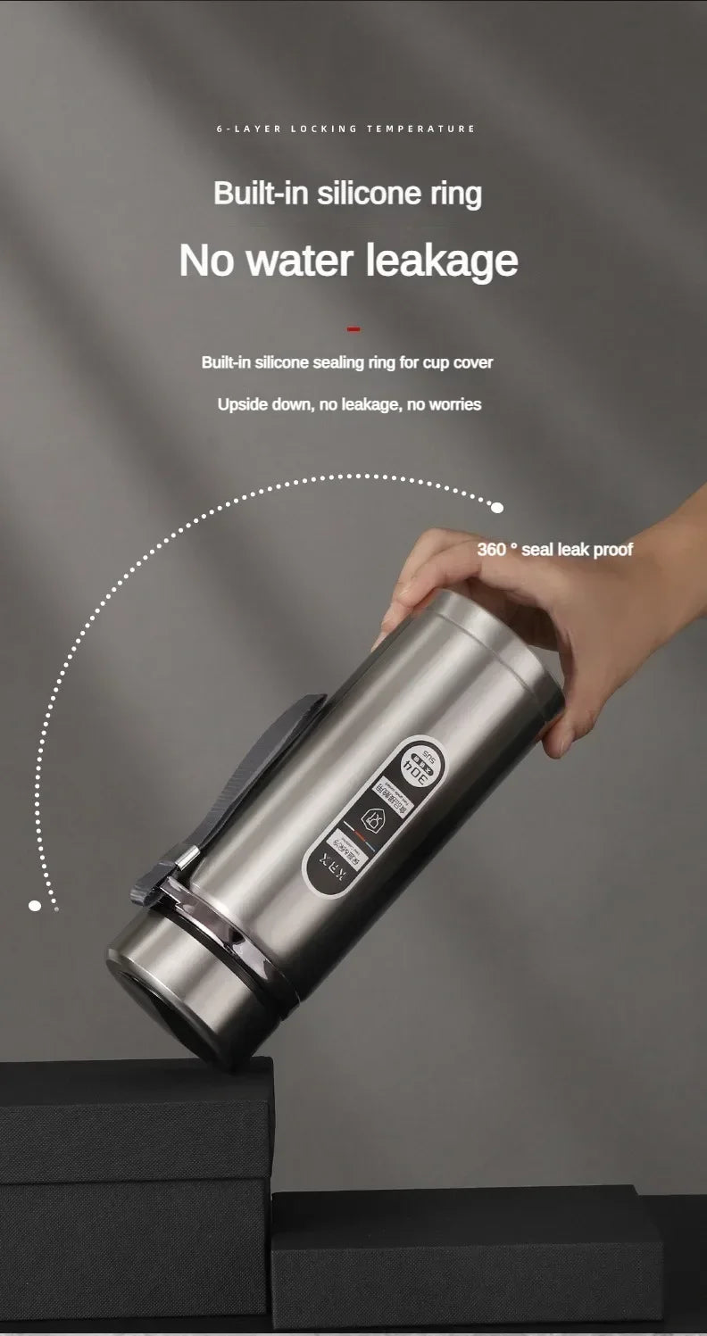 StainlessSteel Thermos Bottle with LED Temperature Display, 500-1000ML