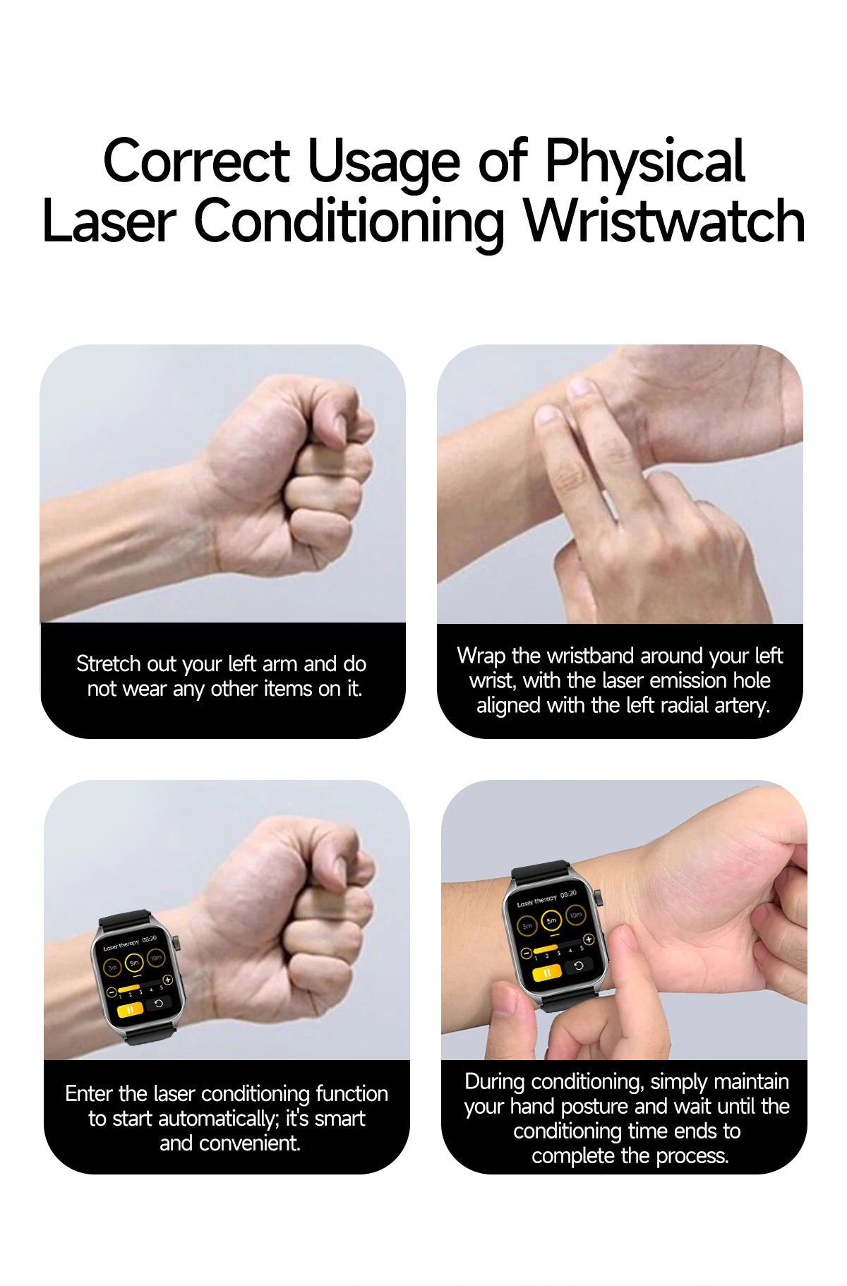 2025 New Mcro Phsical Examination 650nm Laser Therapy ECG Urci Acid Blood Fat Smart Watch Men Blood Pressure Heart Rate Bracelet