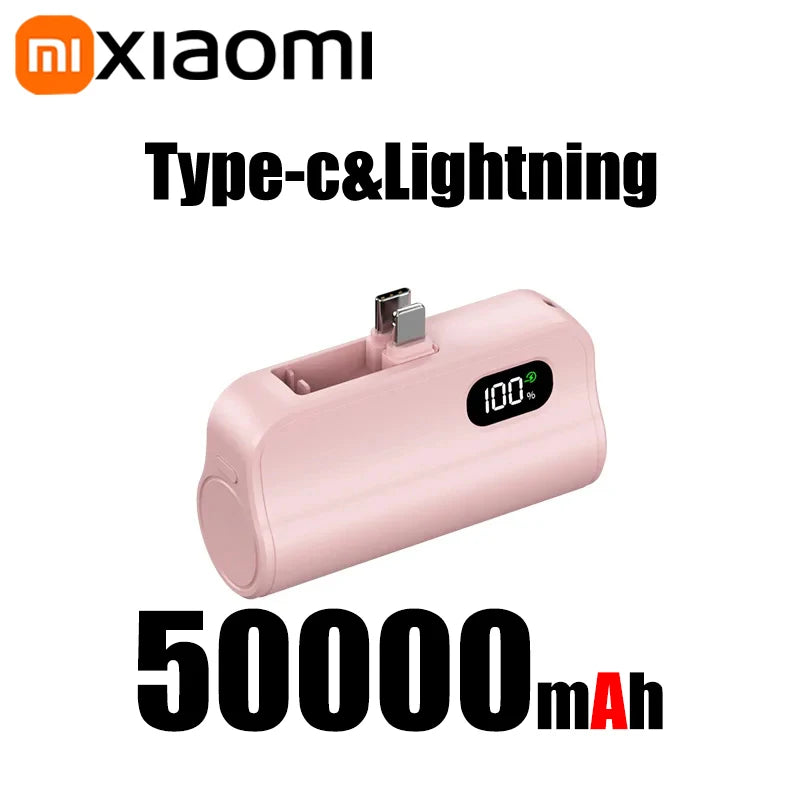 Xiaomi Mini Power Bank 50000mAh 2-in-1 Large Capacity LED Digital Display Portable Fast Charging External Battery For IPhone New