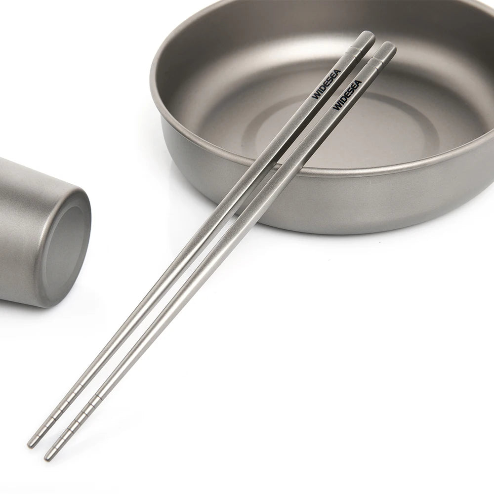 Widesea Camping Titanium Chopsticks Tableware Detachable Chopsticks Hiking Traveling Picnic Equipment Supplies Dinnerware