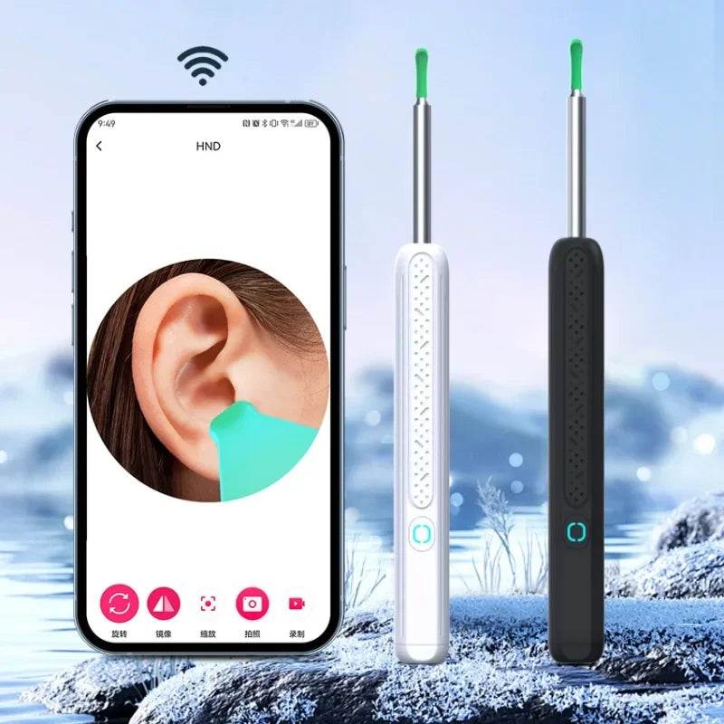 1-9pcs/Set Visual Ear Cleaner with Camera Ear Sticks USB Charging Ear Wax Removal Tool WIFI Connection 6 LED Lights Earpick