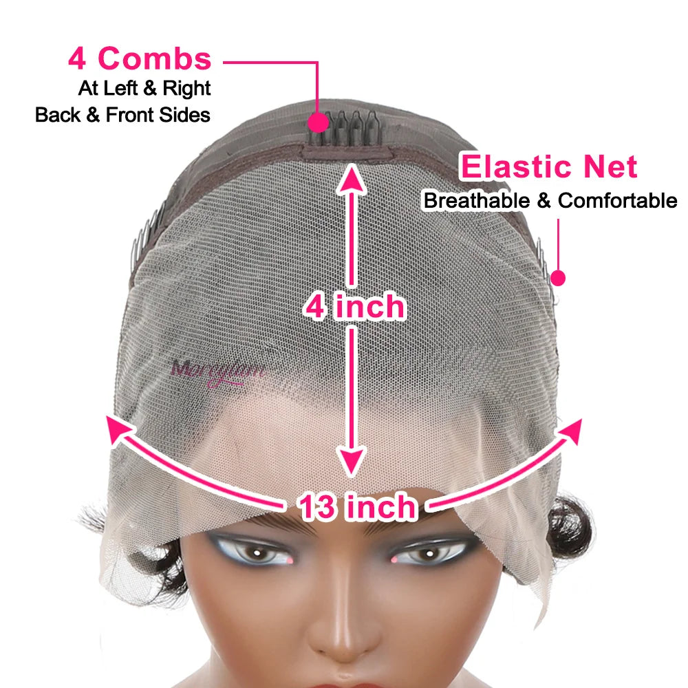 Pixie Cut Wig Short Curly Lace Front Human Hair Wigs For Black Women Raw Indian Finger Wave 13x4 Transparent Lace Frontal Wigs