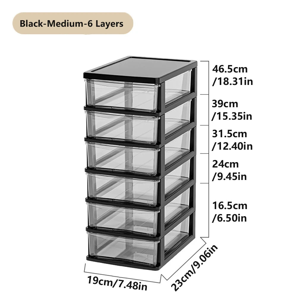 2-6Layers Medium Desktop Storage Box with Drawer Heightened Table Organizer Plastic Office storage cabinet  for home Stationery