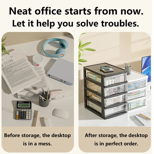2-6Layers Medium Desktop Storage Box with Drawer Heightened Table Organizer Plastic Office storage cabinet  for home Stationery