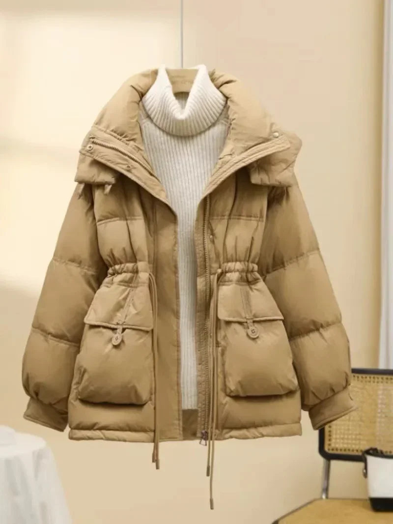 Puffer Jacket Women Warm Fashion Korean Mid-length Duck Down Coat Female 2024 New Winter White Duck Down Jacket Women