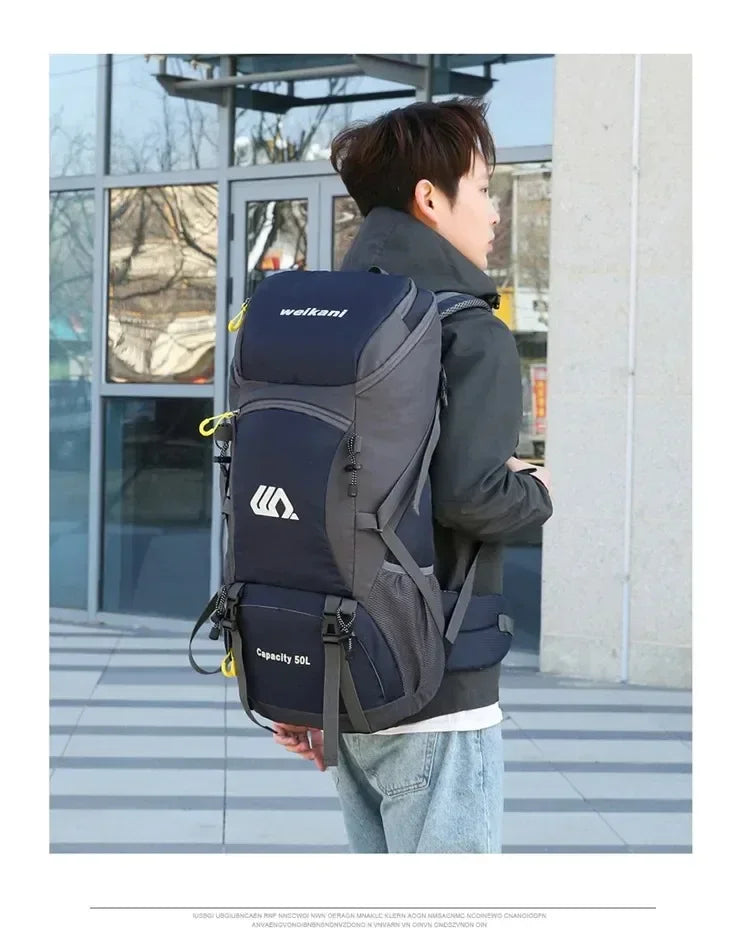 50L Travel Backpack Camping Bag For Men Large Hiking Bag Tourist Rucksack Waterproof Outdoor Sports Climbing Mountaineering Bag