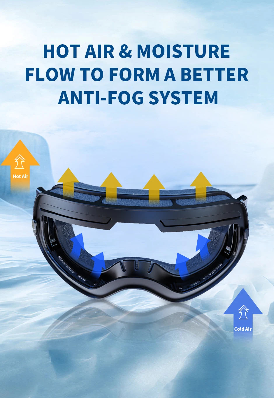Snowboard Ski Goggles for Men Women UV400 Protection Anti-Fog Ski Glasses Ski Mask Big Face Snow Glasses Skiing Eyewear