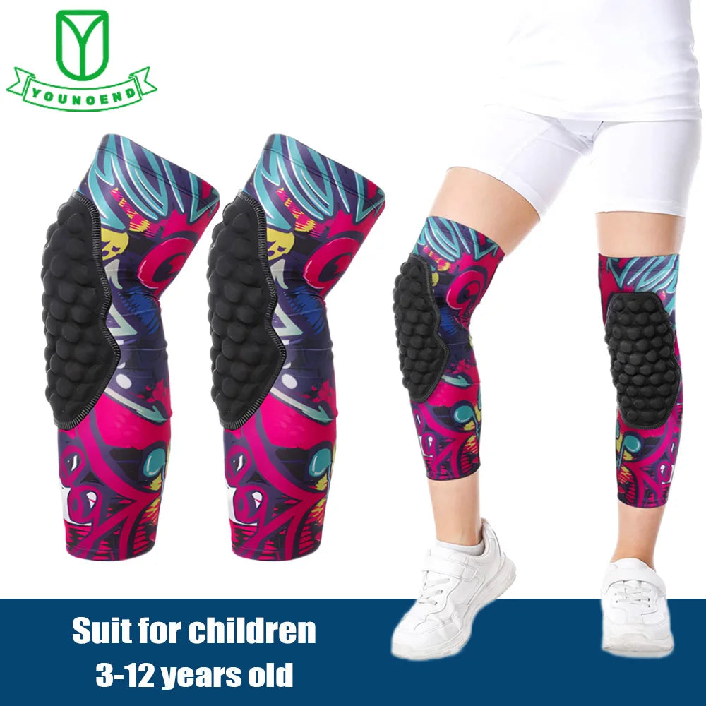 1Pair Youth Children Sports Anti-Collision Knee Pads Elastic Breathable Knee Support for Cycling Basketball Football Skateboard