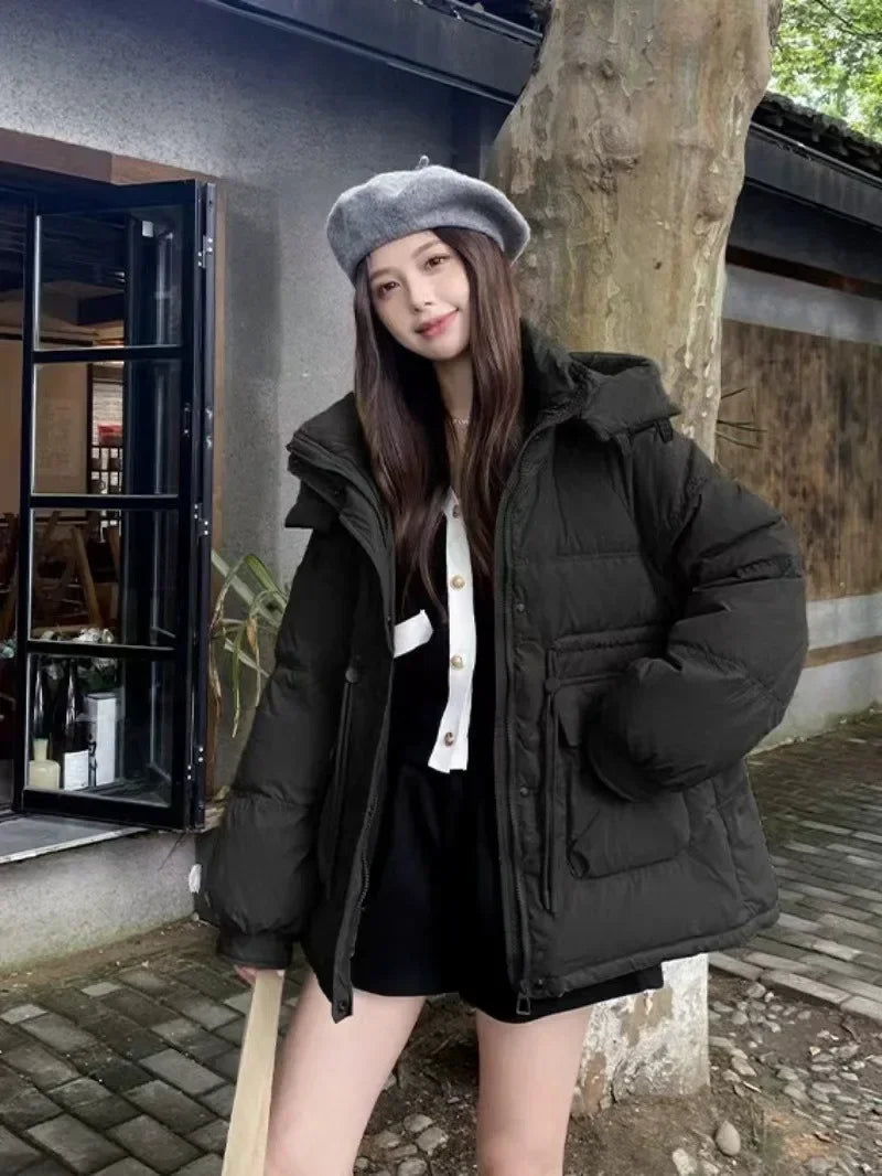 Puffer Jacket Women Warm Fashion Korean Mid-length Duck Down Coat Female 2024 New Winter White Duck Down Jacket Women