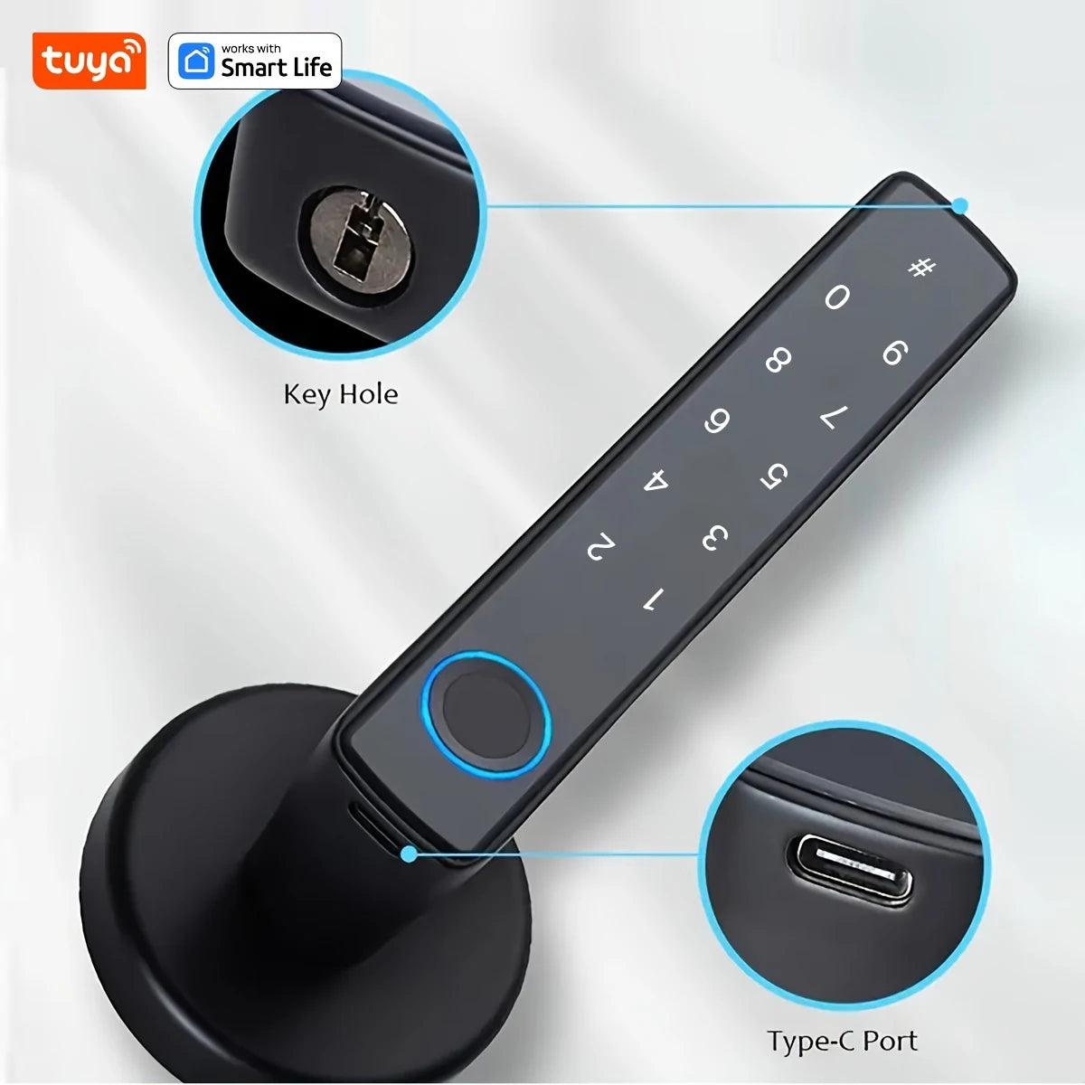 Tuya Smart Door Lock Fingerprint Password Key App 4-in-1 Unlock Electronic Digital Handle Lock Apartment Home